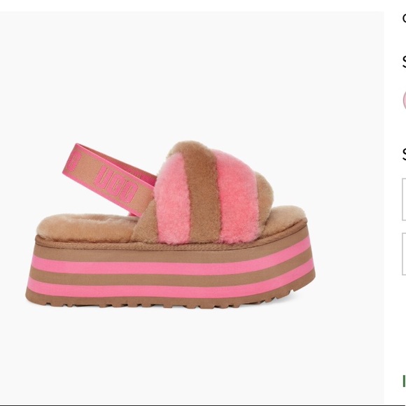 UGG NIB AUTHENTIC DISCO STRIPE CHESTNUT/PINK ROSE COMBO SLIDE SLIPPERS. - Picture 9 of 16